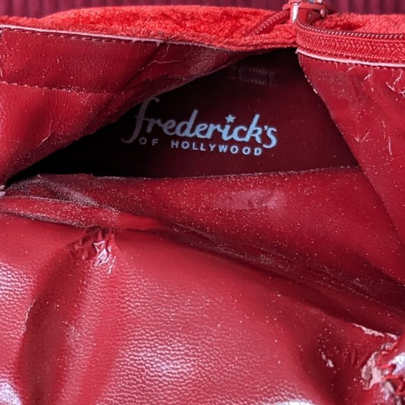 Frederick's of Hollywood Vintage Red Velvet Boots Y2K - Picture 13 of 16